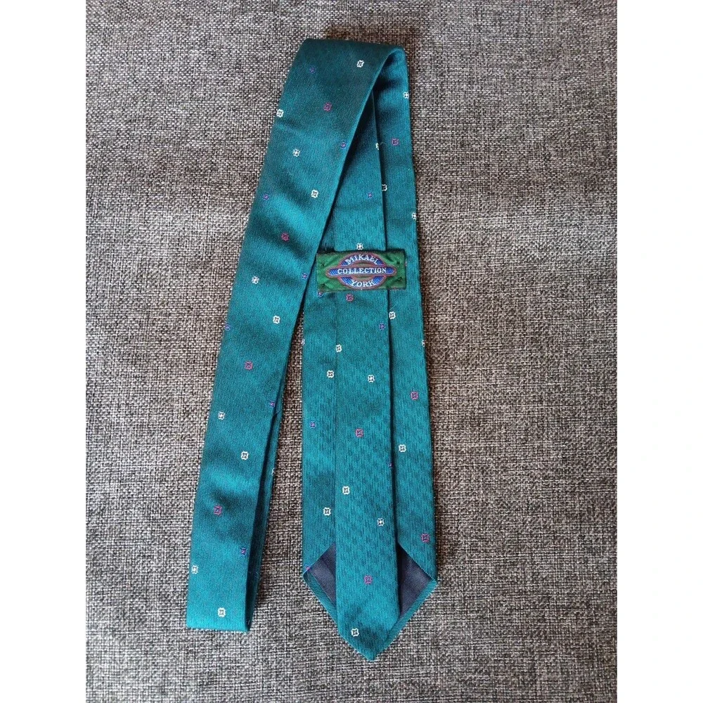 Tie 70s 80s 90s Y2K Mens Mikael York Green Red White 3.25 Wide 58 Long
